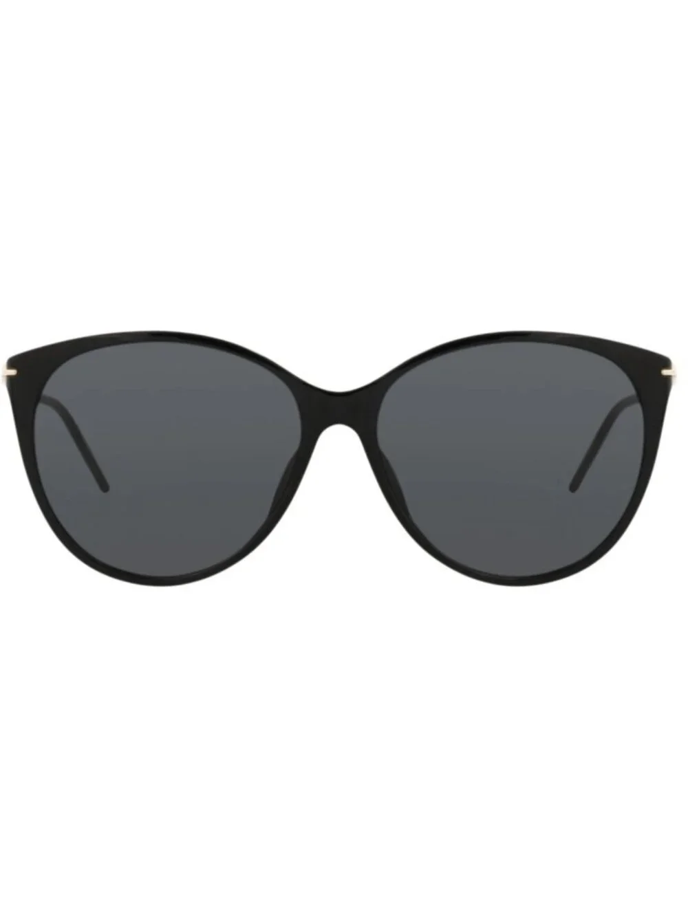 New Gucci Women's Sunglasses Cat Eye Recycled Acetate Frame Black Gold Grey